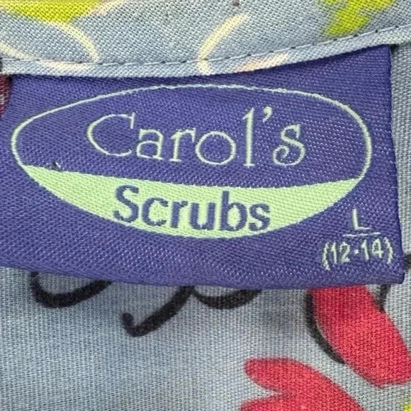 Carol's Scrubs Women's V-Neck Floral Print Scrub Top Size L Multicolor W… - Picture 3 of 4